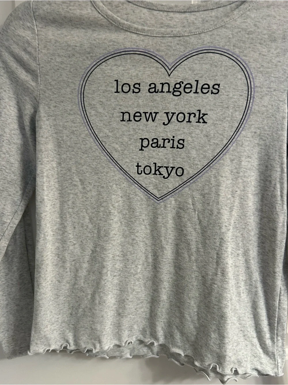 Girls Justice Gray Long-Sleeve Heart Cities Tee